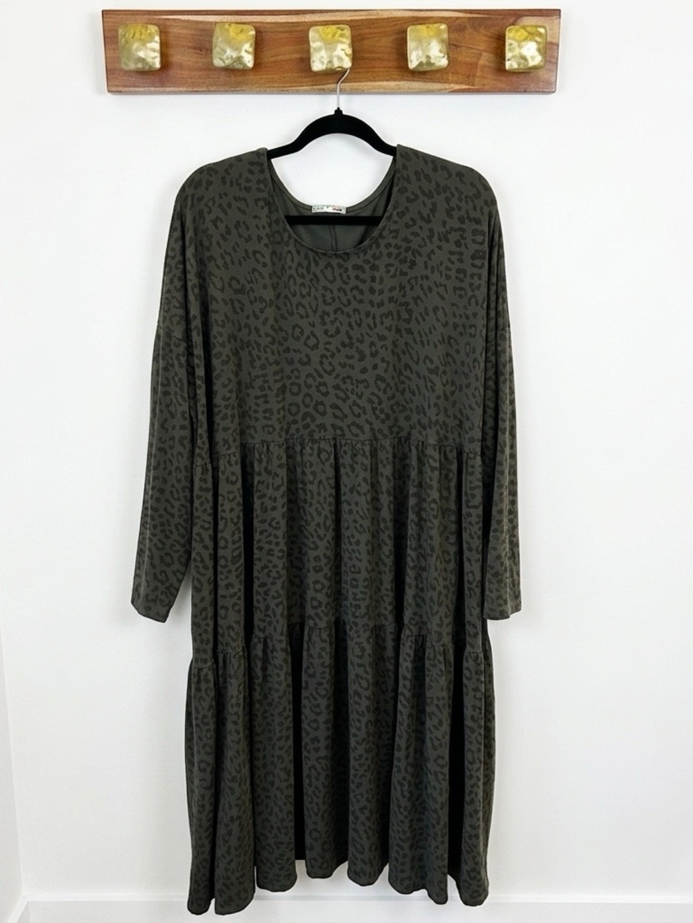 Italian Made Plus Size Leopard Print Midi Dress Soft Edgy Loungewear